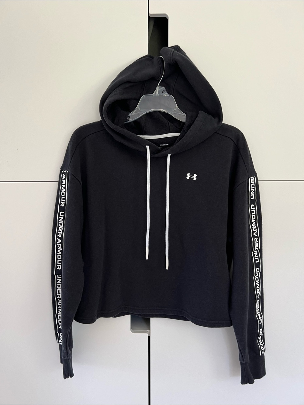 Under Armour Athletic Black Crop Hoodie with White Trim M